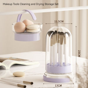 Upgrade 3‑in‑1 Makeup Brush Cleaner Bowl Washing Drying Storage Box for Brushes Powder Puff Cosmetic Tools