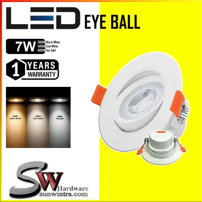 [1 Years Warranty] 7W LED EYE BALL LED Recessed Eyeball Spotlight Round LED Downlight Spotlight Spot light