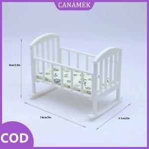 CANAMEK✨ 1 12 Dollhouse Mini nôi bé giường Rocking giường mô hình Dollhouse mô phỏng đồ nội thất trang trí búp bê Nhà Phụ kiện chơi đồ chơi