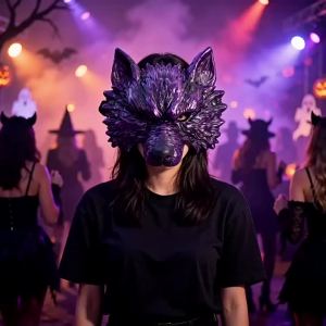 () Halloween Wolf Head Mask Gold and Silver Werewolf cosplay Masquerade props atmosphere cloth
