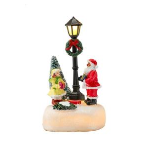 Illuminated LED Christmas Desk Lamp Decoration Resin Street Light Christmas Ornament for Winter Festival Celebration