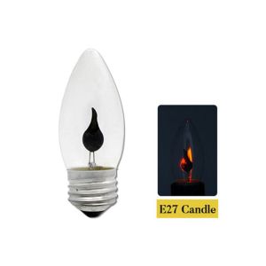 MICANGP Glass Flicker Tungsten Wire Flame Effect Home Candle Tail LED Light Bulb Night Light Candle Tip Lamp Candle Light