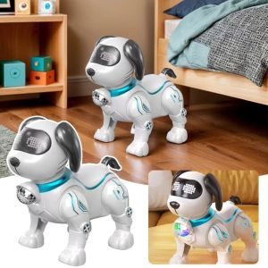 FFDWAA with Light Electronic Robot Dog Toy Programmable Smart Interactive Touch Electronic Stunt Pet Plastic Walking Dancing Robot Dog Kids Birthday Gift