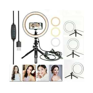 SG Seller Photography Dimmable LED Selfie Ring Light Youtube Video Live Photo Studio Light with Phone Holder USB Plug