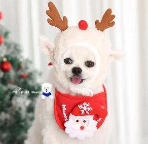 ผ้าพันคอสัตว์เลี้ยง ปลอกคอแมว สัตว์เลี้ยง (Santa Claus) น่ารัก ปลอกประกอบเป็น ผ้าพันคออย่างเดียว (ผ้าพันคอพร้อมส่ง)