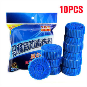 10 PCS Automatic Bleach Toilet Bowl Cleaner Stain Remover Blue Tab Tablet Flush Deodorizes