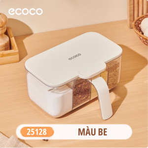 Hộp đựng gia vị 4 ngăn ECOCO thế hệ mới nắp kín chống ẩm mốc côn trùng tặng kèm thìa thông minh dễ dàng vệ sinh 25128