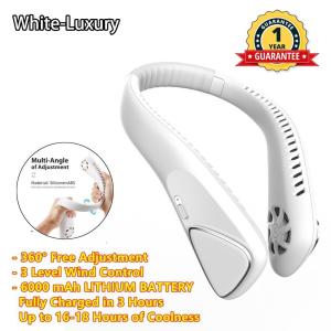 🔥【SG Ready Stock】🔥 Portable Neck Fan 6000mAh USB Rechargeable Mini Neck Hanging Fan Silicone material 360° adjustment