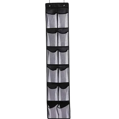 CANGMOTION 12 Pockets Shoe Underwear Hanging Holder Over Door Hooks with 2 Hooks Closet Holder Space Saving Shoes Organizer Hanging Bag for Home Dorm