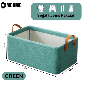 IMCOME Storage Box Lipat Kotak Penyimpanan Baju Pakaian Celana Lemari Penyimpanan Serbaguna Green