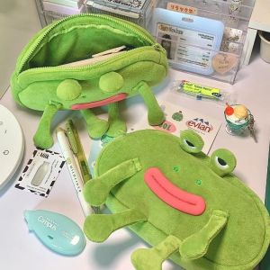 Funny Frog Plush Pencil Case Student Large Capacity Stationery Bag Desktop Storage Award Gifts