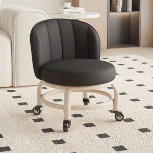 1pc Modern Home Shoe Stool - Low Backrest with Cushion and Wheels Universal Rolling Shoe Bench Practical Household Furniture Suitable for Home and Office Use