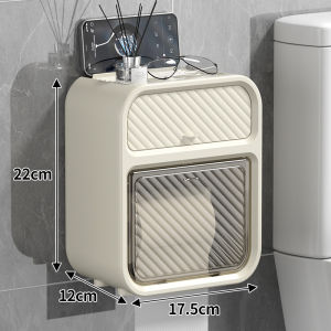 Toilet Tissue Box Wall Mount Toilet Paper Holder Box with Drawer Waterproof Double-layer Tissue Storage Box for Bathroom