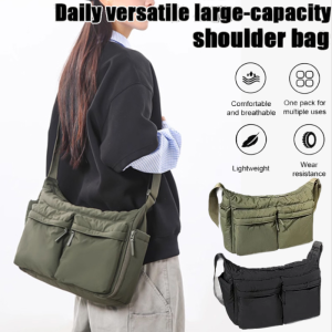 Multi-Layered Large-Capacity Shoulder Bag Thickened Canvas Daily Commuting Bag Daily Messenger Bag多层大容量单肩帆布包