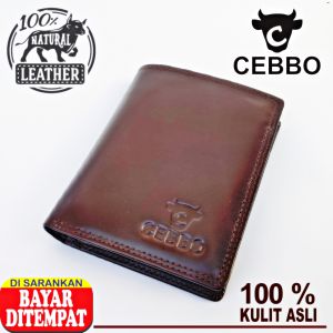 Cebbo Dompet Berdiri Kulit Sapi Pria Berkualitas Model 3/4 Berdiri Bahan Kulit Sapi Kulit