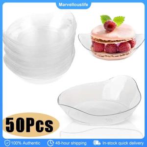 50/20pcs Disposable Ice Cream Cup Mini Appetizer Plates Fruit Candy Cake Jelly Yogurt Mousse Dessert Tray Pastry Tools
