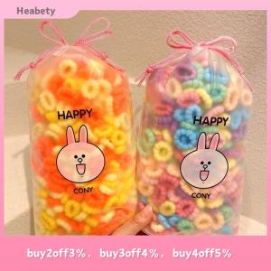 Heabety 100Pcs Girls Colorful Hair Bands Set Nylon High Elastic Rubber Band Childrens Hair Circles Kids Hair Tie Hair Accessories