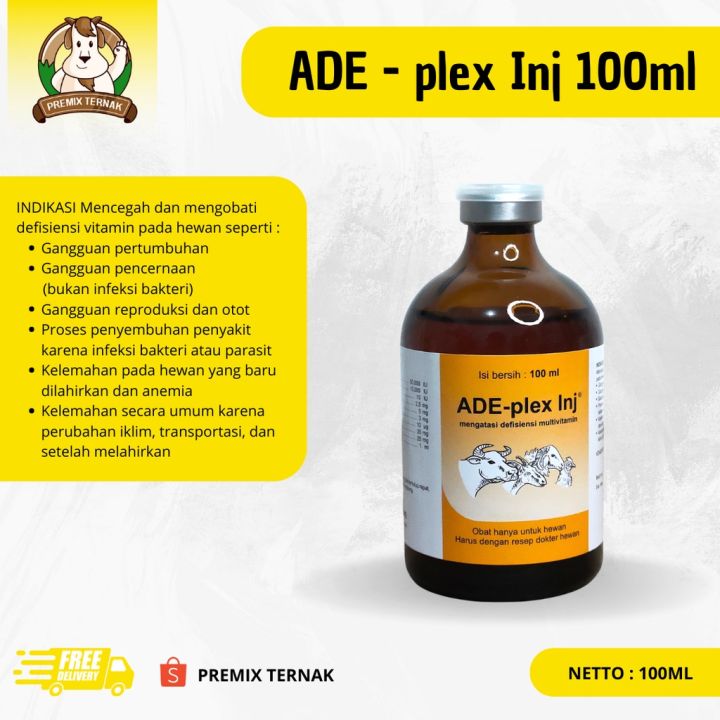 Vitamin ADE Plex Inj 100 ml inj / Vitamin ADE Ternak SAPI KAMBING DOMBA ...