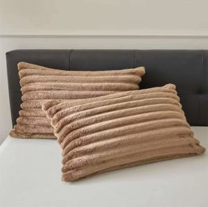 FULL OF LUCKY Buy 1 Take 1 Pillowcase Plain Velvet Pillowcases Skin-Friendly Soft Pillow Cover Wide Stripe