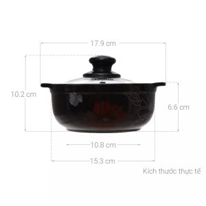 Nồi đất Donghwa có hoa nắp kính - Chính Hãng size loại 0.75 lít/ 1 lít// 1.04 lít/ 185 lít / 268 lít