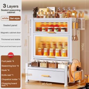 2/3 Layers Multi Functional Seasoning Cabinet Modern Style Kitchen Cabinet