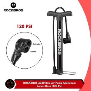 ROCKBROS Pompa Sepeda 120 Psi A320 Bicycle Pump Bola Motor Pentil Presta Schrader Aluminium Alloy
