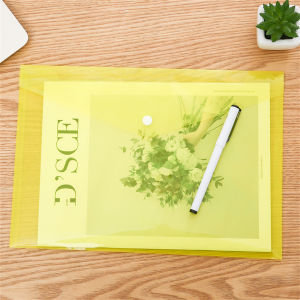 SHUNAICHI  Snap Button File Bag Transparent Plastic A4 Documents Organiser Filing Storage Bag Student Information Pocket Folders Stationery