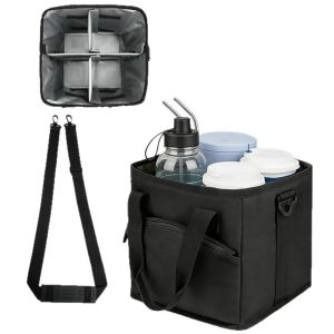 HISTO No-Spill Car Drink Carrier Bag 4 Compartment Large Capacity Vehicle Drink Storage Bag Simple Easy Clean Water Bottle Holder Road Trip