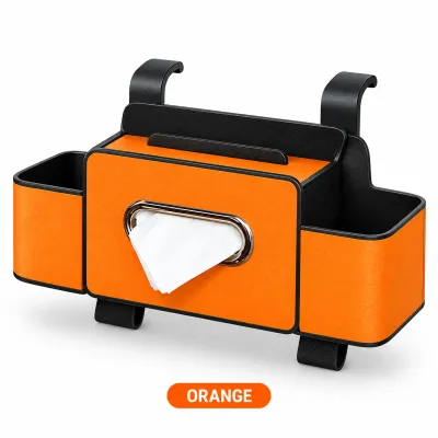 Car Seat Back Storage Box Mutifunctional Leather Organizer Cup Phone Holder Non-Slip Tissue Box Cup Holder Phone Holder Tissue Box