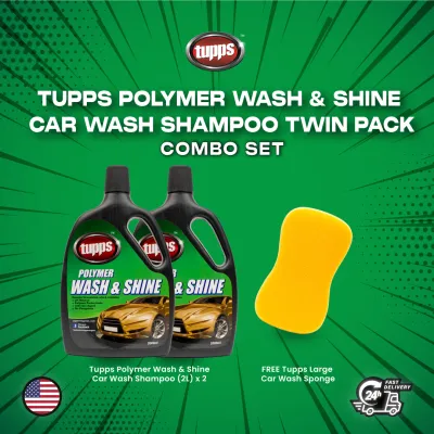 Tupps Polymer Wash & Shine Car Wash Shampoo (2L) | pH Neutral UV Protection Free Sunshade with 2L Purchase