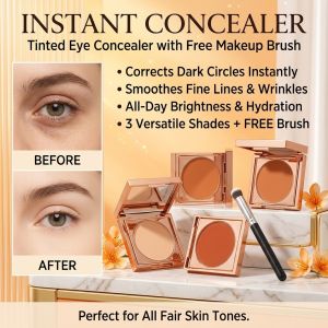 【 Free Brush】Natural Seamless Concealer CreamMatte Under Eye Concealer Cream Tinted Makeup Concealer Dark Circle Coverage Fine Line Look Cover