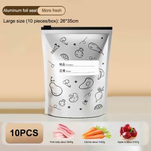 Aitemay 30Pcs Thickened Food‑Grade Reusable Aluminum Foil Ziplock Food Storage Bags Airtight Freezer‑Safe Refrigerator Pouch with Write‑on Labels Large Capacity for Meat Fruits Vegetables S/M/L Mixed Sizes Local Ready Stock