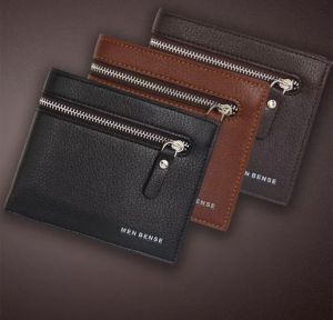 EZRA Dompet Lipat Pria Bahan Kulit PU Hitam/Cokelat Tua/Cokelat Muda