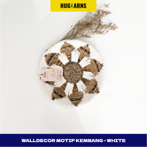 HUGeARNS - Walldecor D30 Motif Kembang Warna Putih / Hiasan Dinding Ruangan Anyam / Walldecore Anyam Dekorasi Cafe Rumah Maupun Kantor / Walldecor Placemate / Hiasan Dinding Ruang Tamu Aesthetic/ Dekorasi Kamar Tidur / Pajangan Rumah / Hiasan Dinding