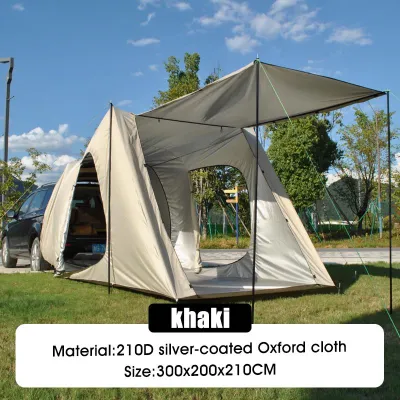 5-6 Person Car Tailgate Tent SUV Waterproof Sunshade Outdoor Camping Barbecue Self-driving Tour Car Rear Tent