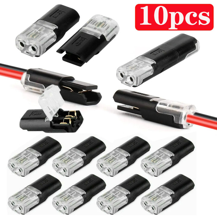 10pcs 2pin Pluggable Wire Connector Quick Splice Electrical Cable Crimp Terminals for Wires