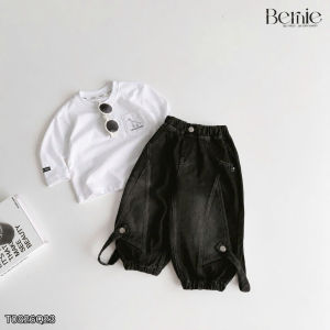 Set bộ bé trai áo thun khủng long tay dài kèm quần jean dài Retro size 11 tới 25kg BERNIE T0826Q23