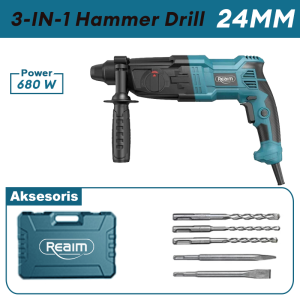 REAIM Hammer Drill 3 Mode With Handle 1250W SDS 26mm Chisel Concrete Penebuk Dinding Konkrit