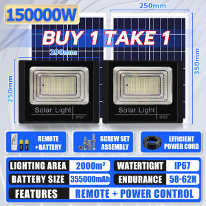 【BUY1 TAKE1】solar light outdoor waterproof 150000W led light solar lights with solar panel Outdoor Lighting flood light