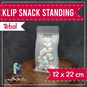(50 PCS) Standing Pouch Flat Bottom 12x22 cm / Plastik Snack 300gr NON HANDLE / Klip Snack Matte