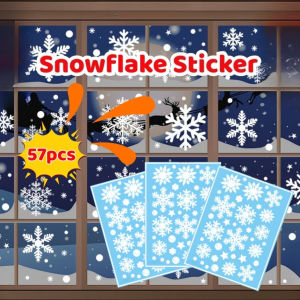 Static Snowflake Stickers Xmas Window Glass Wall Cling Decals for Holiday Home Party Decor