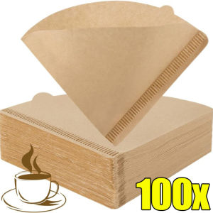 100pcs Coffee Filter Paper Fan-shaped Drip Coffee Ear Filter Paper Disposable V-shaped Coffee Filter Paper
