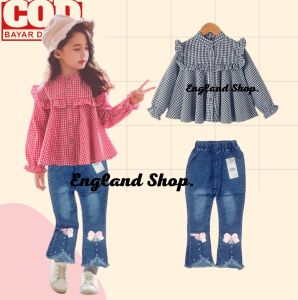 Baju Setelan Jeans Korean Style Anak Perempuan Import Size 2-10 TH