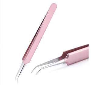 PINSET EYELASH EXTENSION PINSET BULUMATA PRESISI TINGGI BAHAN STAINLESS STEEL WARNA ROSE PINK DAN RAINBOW