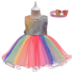 Christmas Clothing Kid Girl Dress Sequins Send Hair Bands Cute Beautiful Children Like Gifts （Suitable for 1-6 Years Old Height 70-120CM）