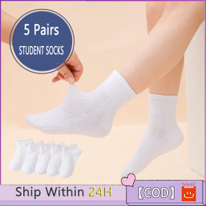 [Happy Shopping Time]✅Ready Stock✅White School Socks Baby Socks Summer Thin Pure Cotton White Socks Boys and Girls Non-slip Floor Socks For Kids 0-10 Years Sarung Kaki Stokin Sekolah 袜子 Cotton Ankle Socks