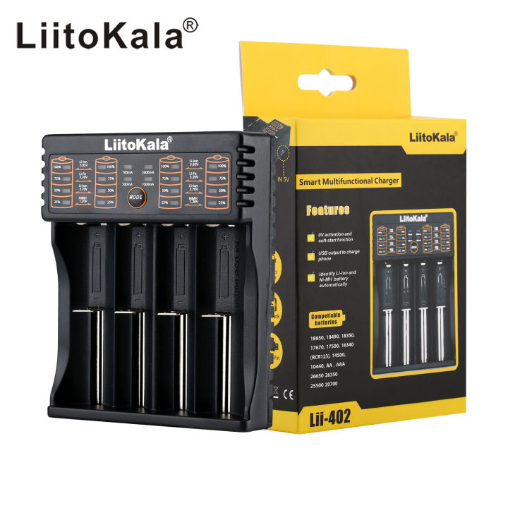 LiitoKala Original Battery Charger USB 4Slots Smart Universal Portable