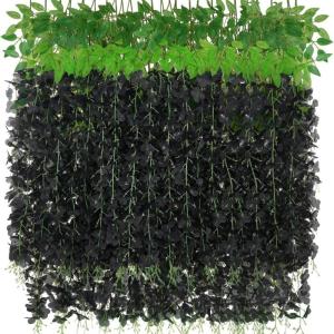 12Pcs Vibrant Silk Wisterias Hanging Flowers For Wedding Decoration Indoor Outdoor Durable Artificial Stem