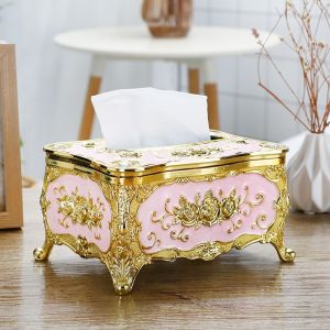 Gaya Tissue Box European Style Premium Kotak Tisu Mewah Kotak Tisu Berpotongan Emas Kotak Tisu Kastil Kastil Antik Dekorasi Rumah Tangga