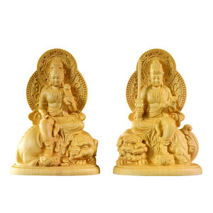 Wenshu Puxian Buddha and Guan Yin Statues - Exquisite Wood Carving of Wooden Buddha Figures Ideal for Feng Shui Home Decor and Meditation Spaces Symbolizing Wisdom Compassion and Spiritual Protection